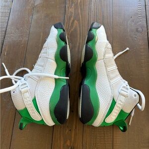 Jordan Kids White and Green Basketball Sneakers